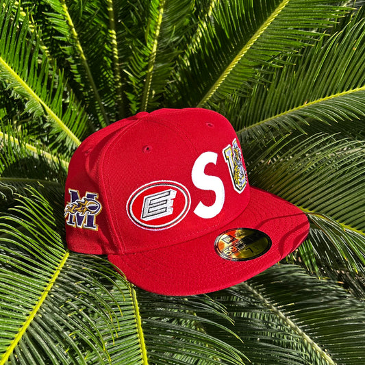 Gorra Exclusiva New Era x Supreme Multilogo Roja