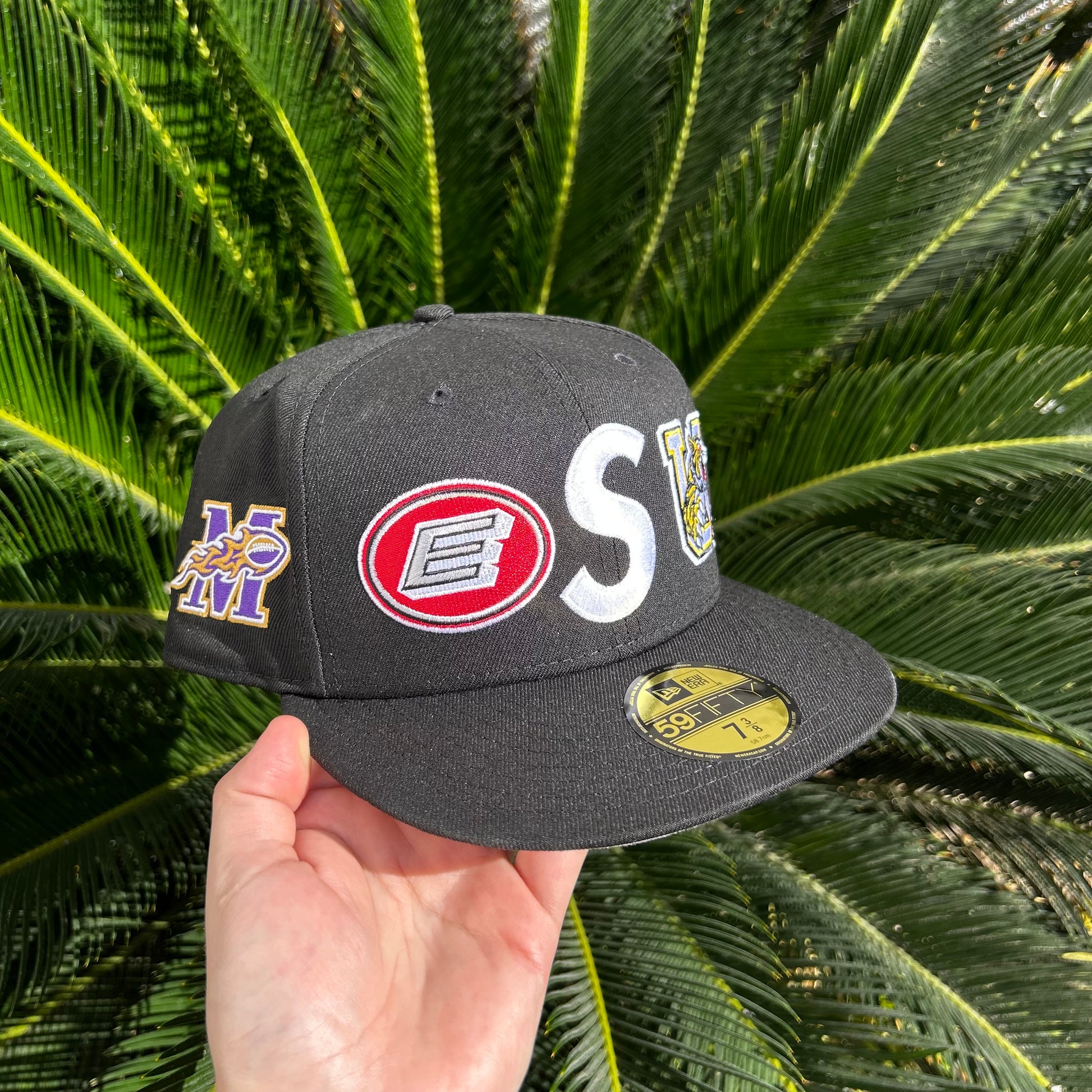 Gorra Exclusiva New Era x Supreme Multilogo Negra - 7 3/8 / Negro