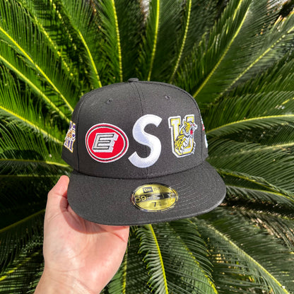 Gorra Exclusiva New Era x Supreme Multilogo Negra - 7 3/8 / Negro